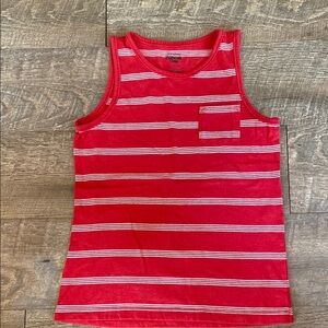 Red and White Striped Tank Top with Nautical Flair